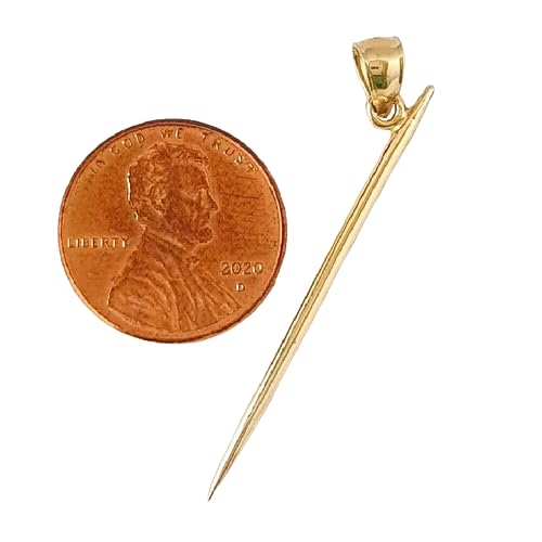 14k Yellow Gold Toothpick 3D (3 Dimensional) Solid Pendant/Charm, Made in USA2