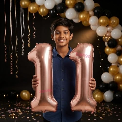 Image of Balloonistics Rose Gold 40-Inch Foil Number 11 Balloon - Helium or Air Fill for 11th Birthday, Anniversary Party Decoration, Photo Booth Backdrop, Cake Table Decor