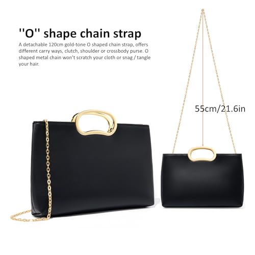 Image of DETARA Clutch Purses for Women Cut Out Handle Clutch PU Leather Evening Bag Elegant Purse for Women Formal Wedding Party