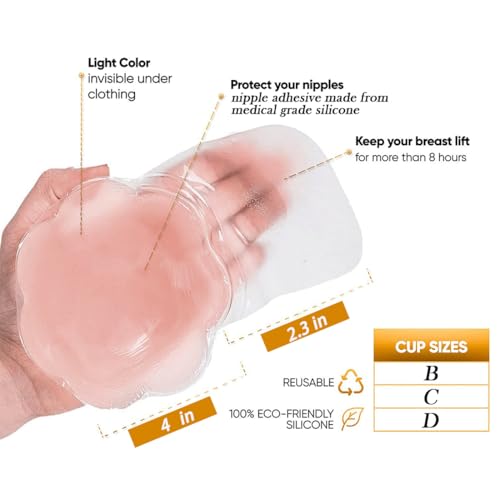 Ginmewrae Breast Lift Tape Pasties Nipple Cover Silicone Adhesive Sticky Bra Reusable Breast Tape for Women4