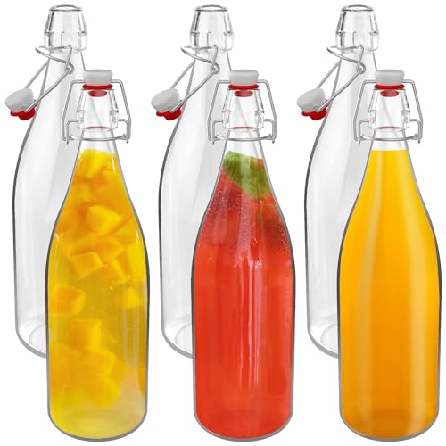 HEFTMAN 1 Litre Swing Top Glass Bottles, 6 Pack