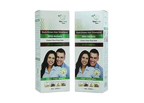 Biogreen Roots Shampoo - Dark Brown Hair color Shampoo with herbals for Men and Women - Clinically Tested Dark brown hair Color Shampoo for All Hair Types -with Herbals Ingredients Hair Shampoo - 400ml