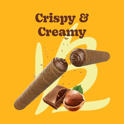 Image of Bauducco Wafer Rolls, Crispy Chocolate & Vanilla Wafer Rolls Filled with Creamy Hazelnut & Vanilla, 28.2 oz (Pack of 2)
