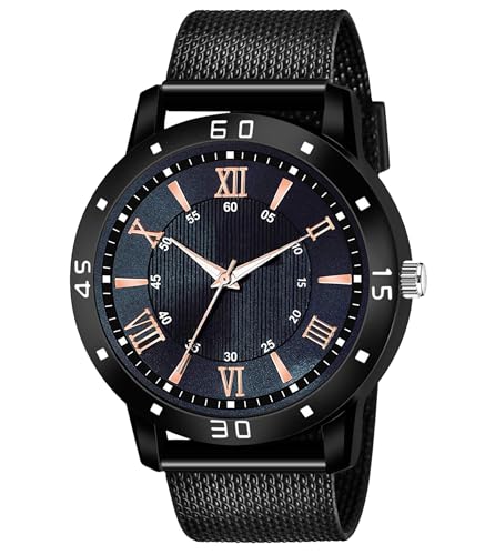 Image of Black Dial PU Strap Stylish Analog Watch for Men-RMNA 3529