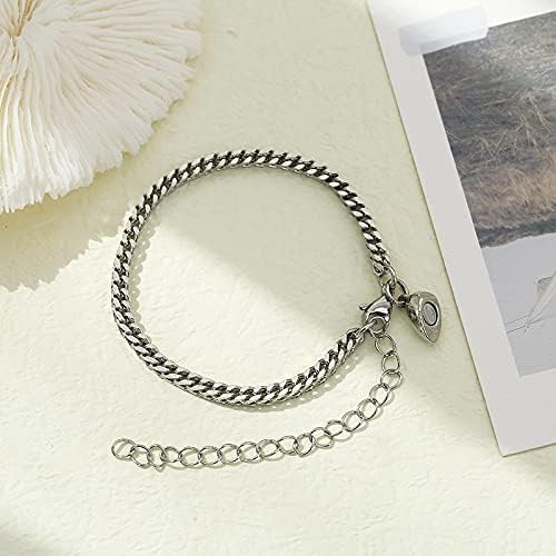 Miniatura 7 de 2 piezas Juego de pulseras magnéticas para parejas, pulsera de cadena cubana, pulsera magnética de corazón de durazno, pulsera de promesa de