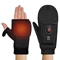 Heated Gloves for Men Women, 3 Heating Level Rechargeable Electric Fingerless Gloves with Flip-top Design, Touchscreen Hand Warmers for Work Cycling Skiing Outdoor Snow (Black, S)