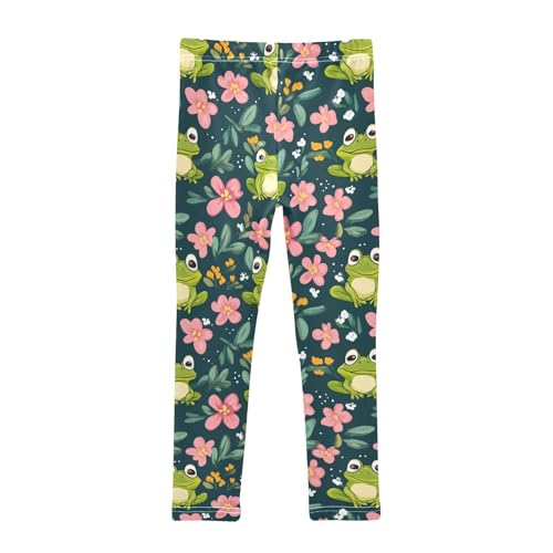 Funny Frogs Girls' Leggings Toddler Doodles Floral Kids Yoga Pants Dance Active Tights 4T2