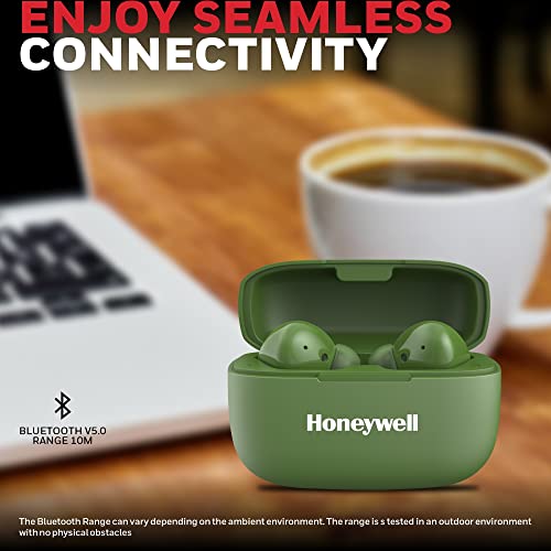 Image of Honeywell Suono P3000 Truly Wireless Earbuds, Bluetooth V5.0, 22 hrs of Playtime with 1.5 hrs of Charging, Dynamic 10mm*2 Drivers, 300 mAh Battery, IPX4 Water Resistance, Voice Assistant Enabled