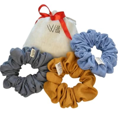 Handmade Linen Scrunchie Bundle for Women – Set of 3