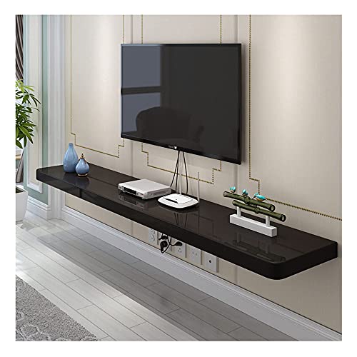 Moderno mueble flotante para TV para sala de estar, mueble de TV montado en la pared con consola multimedia, elegante almacenamiento de pared negro para entretenimiento y oficina, 100 x 24 x 2,5 cm