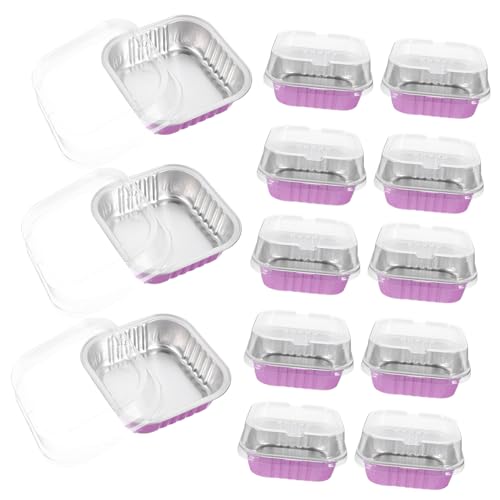 Alipis 20 Pack Aluminum Foil Cake Box Mold with Lids Baking Cups for Cupcakes Tiramisu Party Outdoor Use