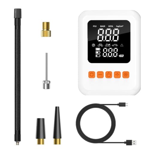 Compresor de aire portátil blanco inflador de ruedas coche 50L/min digital con luz LED