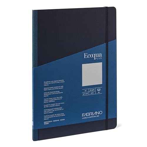 Cahier vierge Fabriano Ecoqua bleu marine 80 feuilles format A4 pour dessin et notes