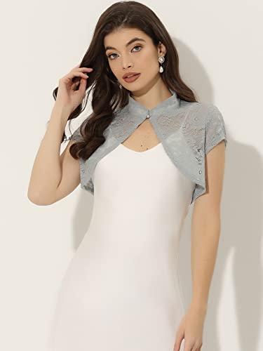 Image of Allegra K Women's Lace Cardigan Stand Collar Short Elegant Shrug Open Front Cropped Bolero Cardigan