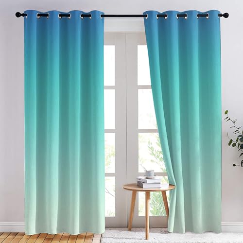 Rideaux isolants bleu dégradé bloquent la chaleur pour chambre - 4