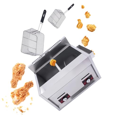 Freidora de gas industrial, freidora profesional de acero inoxidable con cesta, ideal para restaurantes y cocinas domésticas