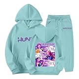 K-Kpop D-Demon H-Hunters Jogginganzug Mädchen Kinder Hoodie Pullover H-Huntrix Vintage Anime Langarm Kapuzenpullover und Hosen Set mit Taschen