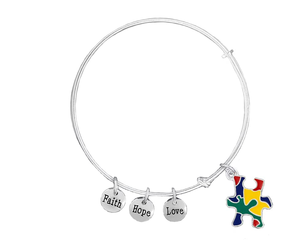 Autism awareness bracelets with sterling silver plated charm - perfect for awareness, gift-giving, fundraising &amp; more!