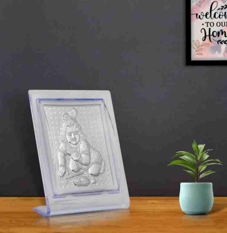 Image of 999 Silver Bal Gopal Photo Frame for Naming & Blessing Ceremony | Laddu Gopal, Krishna Kanhaiya & Nandlal Divine Tasveer for Return Gift, Housewarming & Festive Gift- 11x9x4 CM