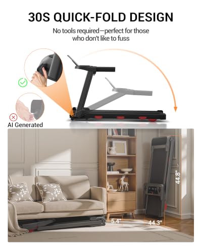 Image of LONTEK 15% Auto Incline Treadmills for Home, 10S Folds Away Portable Treadmill with Led Screen & Handle Bar Up to 300LBS Capacity, 3.0HP 7-Layer Shock-Absorbing Walking Pad Treadmill 0.6-7.2MPH