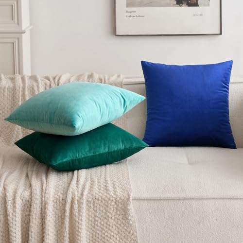 Image of MIULEE Velvet Throw Pillow Covers 20x20 Inch, Pack of 2 - Royal Blue, Soft Solid Decorative Pillow Covers Cushion Cases Modern Luxury Home Decor for Couch Sofa Bedroom Livingroom
