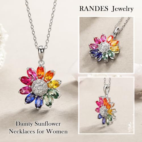 Dainty Sunflower Necklace 925 Sterling Silver White Gold Plated Leaf Clover Pendant Necklaces for Women Teen Girls Fashion Jewelry4