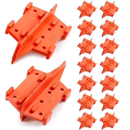 CroBlissful 16 Pcs Deck Spacers 1/8 and 3/16 Spacer Edges Deck Board Spacing Tool Orange for Pressure Treated Composite PVC Plank Hardwood Decking Tool