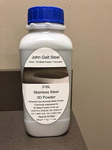 3D 316L Spherical Gas Atomized Metal Powder 11lb Bottles for Additive Manufacturing