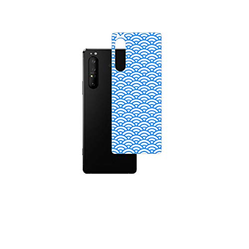 Xperia 1 II 用 背面保護フィルム 和柄プリント 青海波 水色