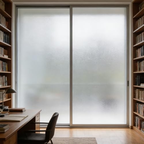 Vetri Finestre Pellicola 30 x 365 cm, Statica Protezione Traslucida Privacy, Rimovibile Riutilizzabile, Anti Uv, Senza Colla Decorative Pellicola, per Ufficio Bagno, Opaco puro