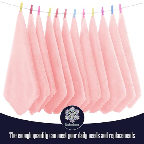 Image of 32 Pack Baby Washcloths - Luxury Coral Fleece - Extra Absorbent and Soft Wash Clothes for Newborns, Infants and Toddlers - Suitable for Sensitive Skin and New Born - Baby Shower - Pink, 10x10 Inch