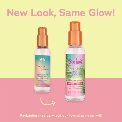 Image of Tree Hut Mini Tropic Glow Moisturizing Shave Oil, Gel-to-Oil Formula, Ultra Hydrating Barrier for a Close, Smooth Shave, for all Skin Types, 2 Fl Oz