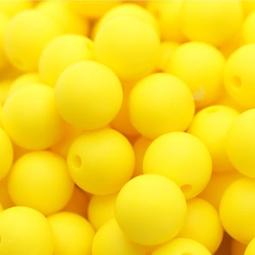 Miniatura 7 de Cuentas de silicona amarillas para llavero, collar, kit de fabricación de pulseras - 0.472 in, 100 unidades, amarillo - kit de fabricación de joyas