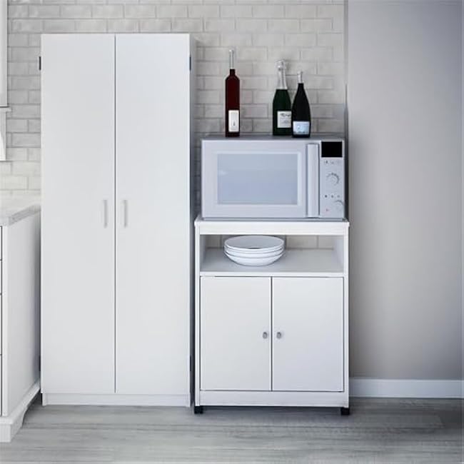 Ameriwood Home Good to Go Landry Microwave Cart, White-ViCOMvNq