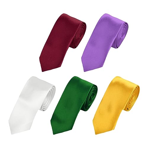 Dan Smith Blue Violet,Gold,White,Green,Burgundy Thin Neck Ties For Mens Pak Slim Tie Multi-Color Cocktail Parties Holiday C.C.H.A.012 Plain Silk Blend