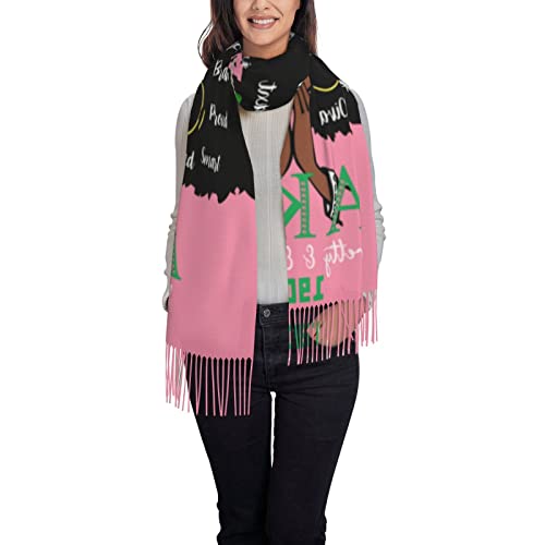 Pink And Green Aka Scarf Sorority Gifts For Women Girls Fashion Large Scarfs For Summer Fall Winter Shawls Wraps With Tassel, One Size #TOP3