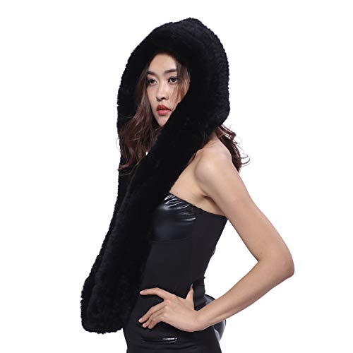 Bufanda de conejo Rex caliente para cuello y gorro térmico integrado 2