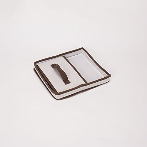 Household Essentials 511 Storage Box With Lid And Handle - Natural Beige Canvas With Brown Trim- Medium #TOP3