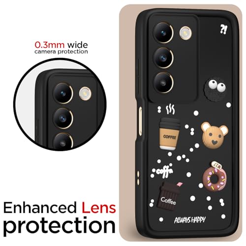 Image of Pikkme Back Cover for Vivo Y200e 5G / Vivo T3 5G | Cute Fun Cartoon 3D Bear Silicone Full Body Protection Bumper Cover (Black) | Cute