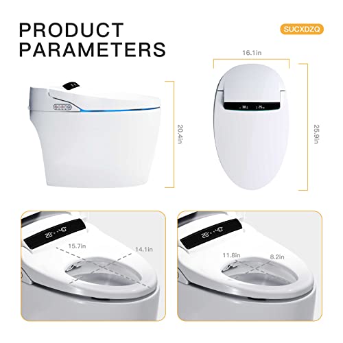 Sucxdzq Smart Toilet One Piece Smart Bidet Toilet, Bidet Toilet Seat With Heated, Auto Smart Toilet With Warm Water Sprayer & Dryer, One Piece Toilet For Bathrooms #TOP4
