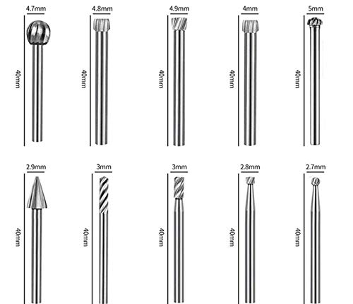 Tungsten Carbide HSS Rotary Burr Set - APlus 20pcs Wood Carving Drill Bits Set with 3mm 1/8 inch Shank for DIY Woodworking, Carving, Engraving, Drilling (Fit for Dremel)