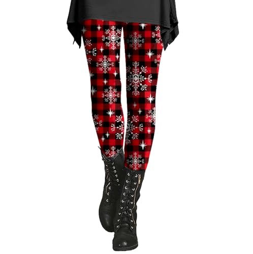 Women's Printed Sequin Sport Leggings with Soft and Slim Butt Ropa Casual Mujer de Verano (Red, M)