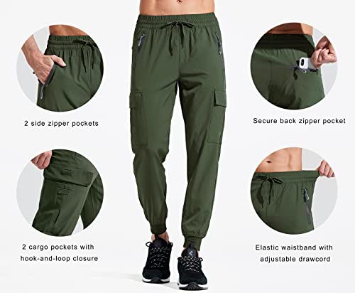 Libin Men's Lightweight Joggers Quick Dry Cargo Hiking Pants Track Running Workout Athletic Travel Golf Casual Outdoor Pants, Green Xxl #TOP2