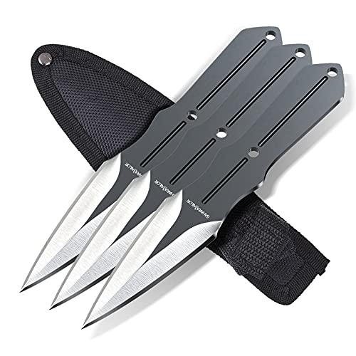Sahara Sailor Throwing Knife Set with Stainless Steel Design, 7-1/2inch Throwing Knives with Nylon Sheath for Competiton and Recreation(3 Pack)