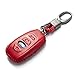 Vitodeco Leather Smart Key Fob Case Cover Compatible with Subaru Forester, Impreza, Outback, WRX, BRZ, XV Crosstrek, Ascent, Solterra 2014 - 2025 (4-Button, Red)