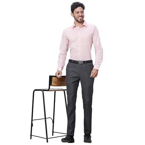 Image of Raymond Men Slim Fit Structure Pattern Pure Cotton Semi Cutaway Collar Full Sleeve Formal Shirt