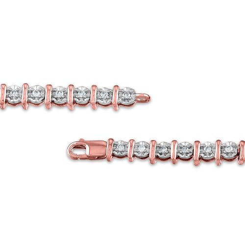 Image of 1 /2 Total Carat Weight (CTTW) Round Diamond Tennis Bracelet Available in 10K White, Yellow & Rose Gold With Length 7 Inches