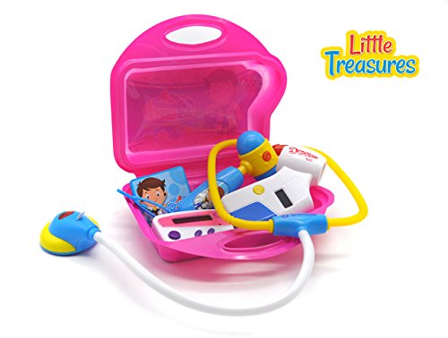 Little Treasures 8-Piece Dr Pretend Play Doctor Medical Play Set Toy with Storage Case for Ages 3 and Up
