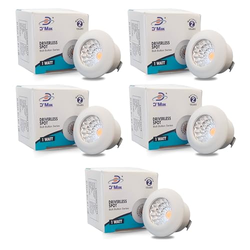 Image of D'Mak 1 Watt Round LED Button COB Pink Focus Light for POP /Recessed Lighting (Pink, Pack of 5)