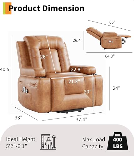 Image of Garvee Power Lift Recliner Chair - Heat and Massage, PU Leather Electric Lift Recliner for Elderly & Mobility Impaired, Adjustable Back and Legs, Heavy Duty Lift Chair for Seniors